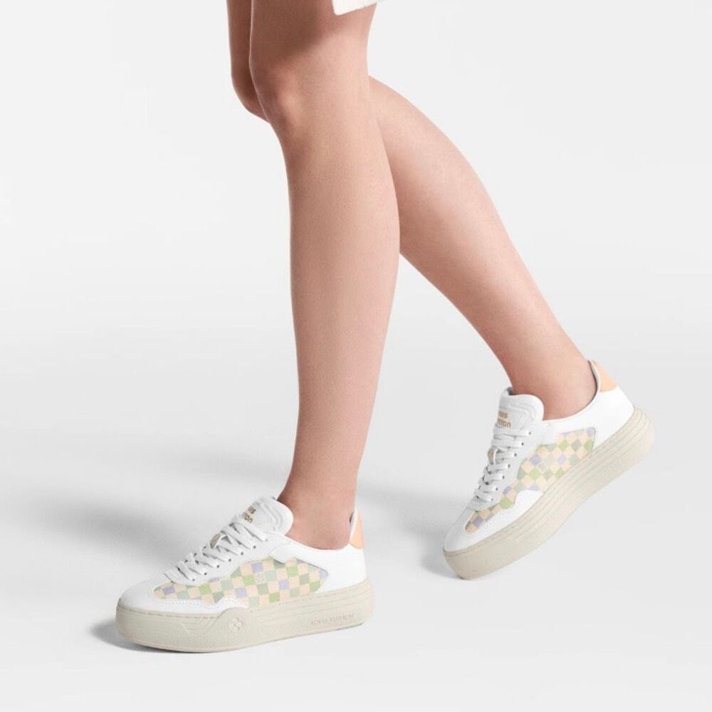 LOUIS VUITTON LV Groovy Platform Logo Sneakers Size 37 US 7 Lace Up Low Top - Picture 2 of 13